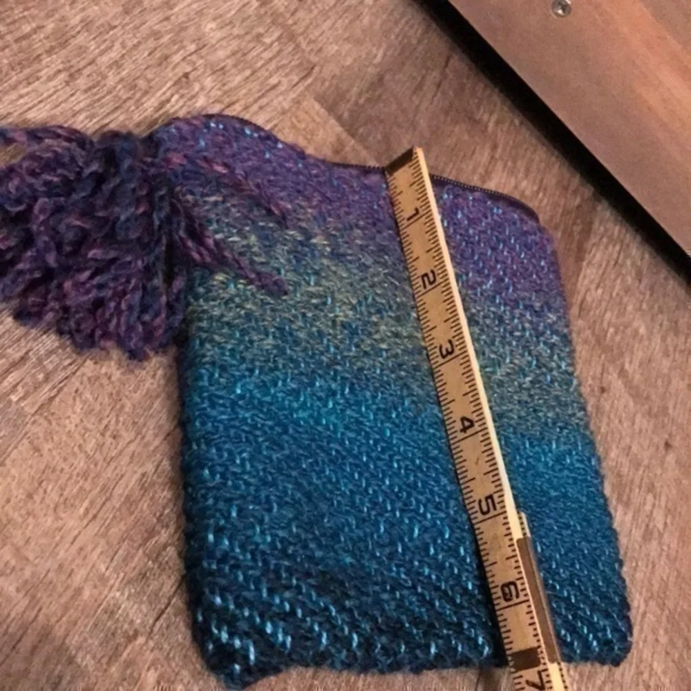 Handcrafted Loom woven Purple and blue yarn makeup bag/Toiletry bag